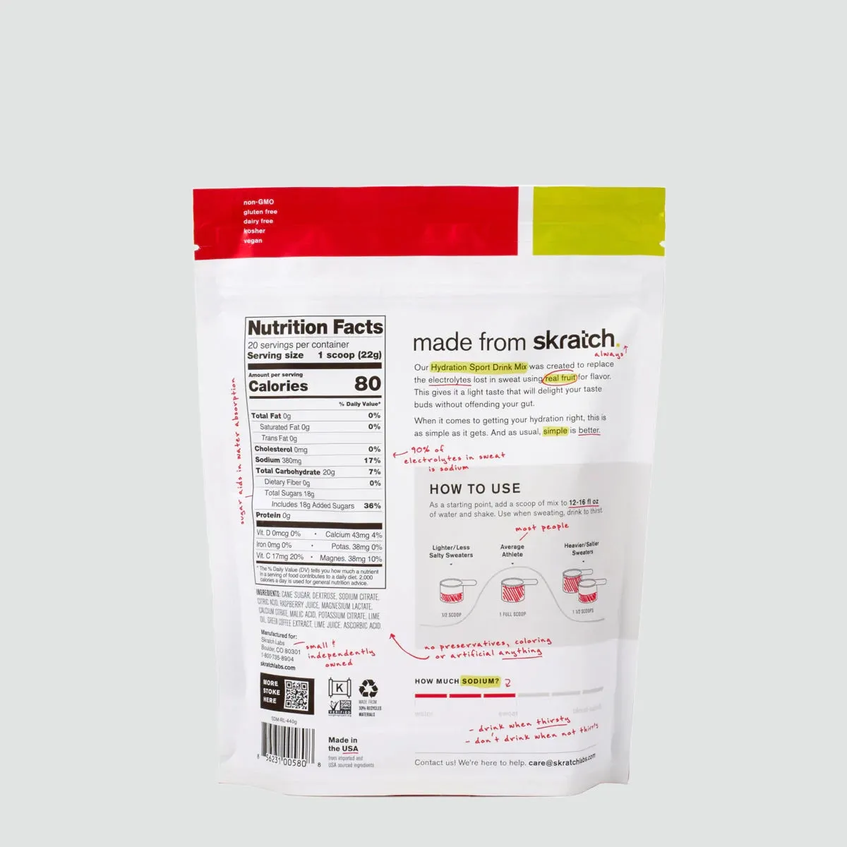Sport Hydration Drink Mix - Raspberry Limeade (50mg Caffeine)
