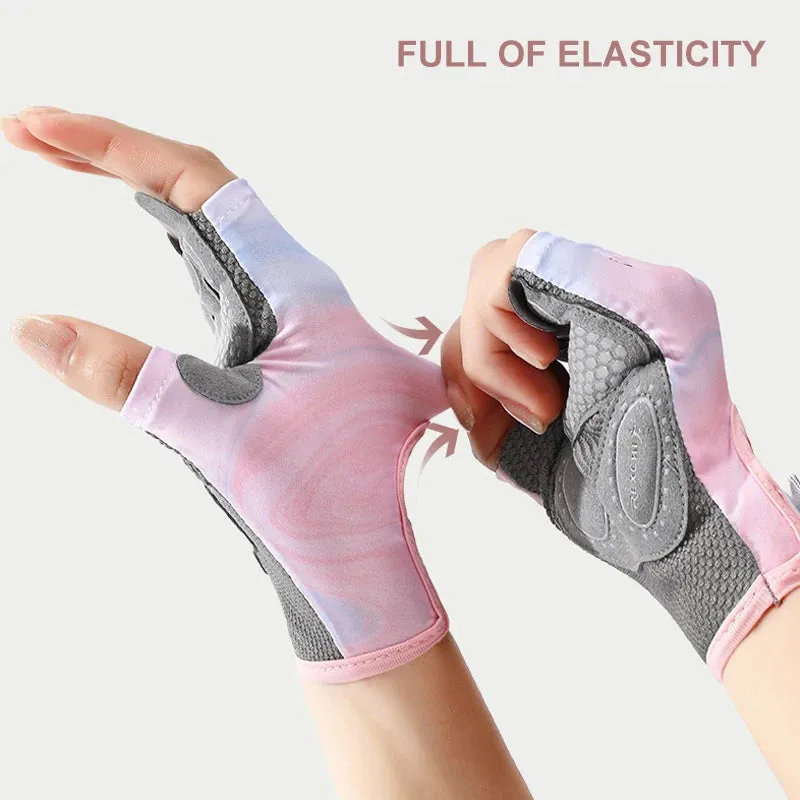 Sports Gloves Yoga Fitness Exercise Anti-Slip Shock Absorption Half Finger Gloves Wear Breathable Anti-Cocoon