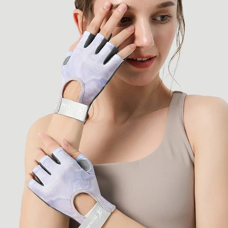 Sports Gloves Yoga Fitness Exercise Anti-Slip Shock Absorption Half Finger Gloves Wear Breathable Anti-Cocoon