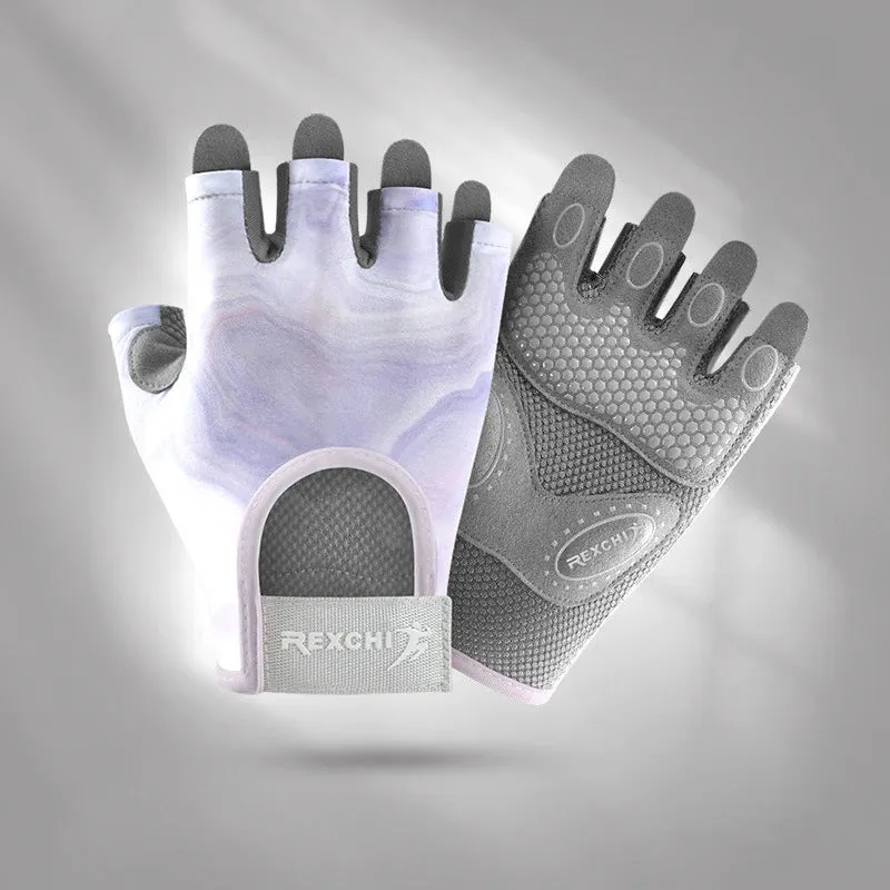 Sports Gloves Yoga Fitness Exercise Anti-Slip Shock Absorption Half Finger Gloves Wear Breathable Anti-Cocoon