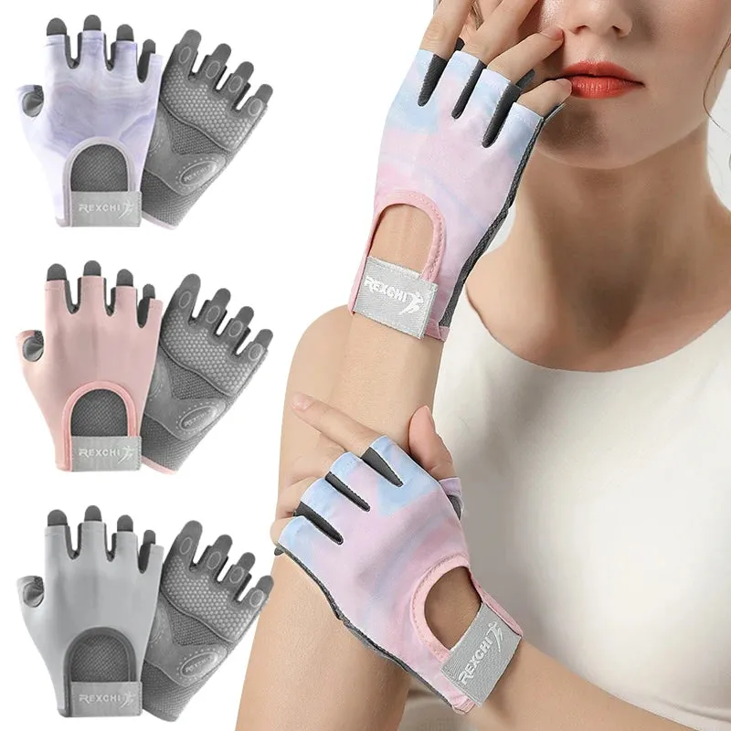 Sports Gloves Yoga Fitness Exercise Anti-Slip Shock Absorption Half Finger Gloves Wear Breathable Anti-Cocoon
