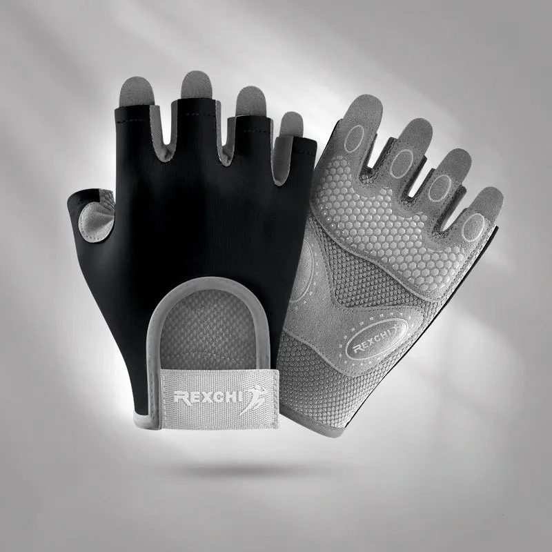 Sports Gloves Yoga Fitness Exercise Anti-Slip Shock Absorption Half Finger Gloves Wear Breathable Anti-Cocoon