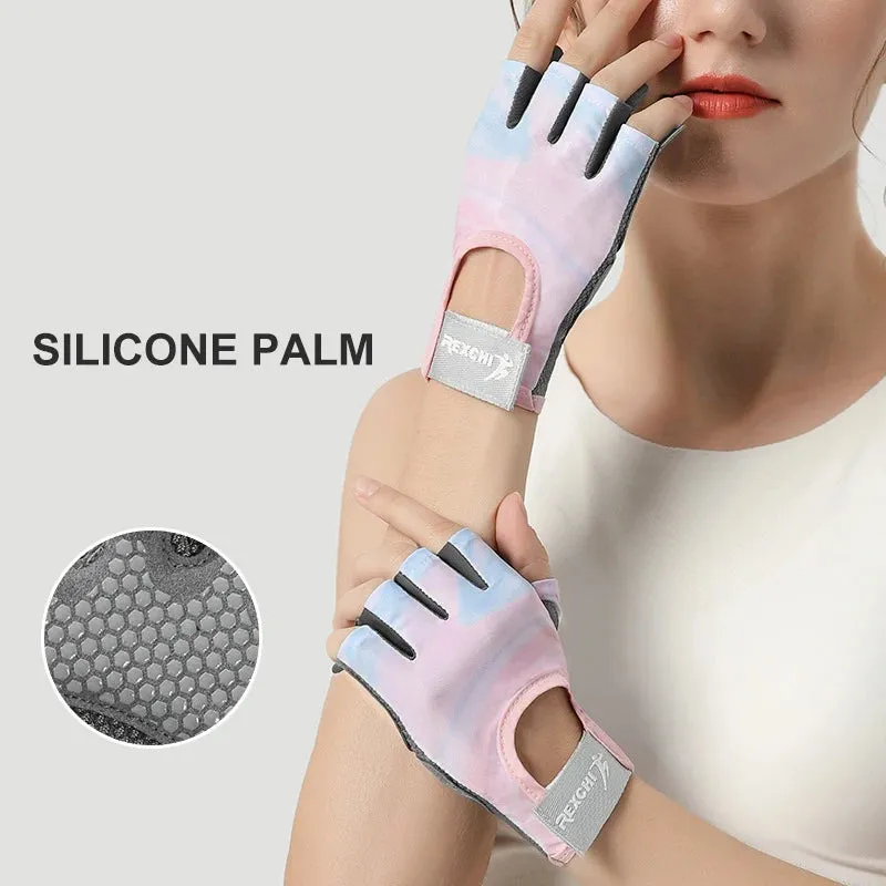 Sports Gloves Yoga Fitness Exercise Anti-Slip Shock Absorption Half Finger Gloves Wear Breathable Anti-Cocoon