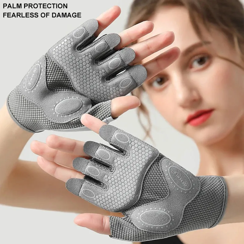 Sports Gloves Yoga Fitness Exercise Anti-Slip Shock Absorption Half Finger Gloves Wear Breathable Anti-Cocoon
