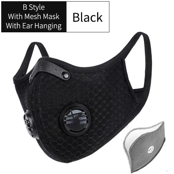 Sports/Cycling Face Mask with Activated Carbon Filter and Exhalation Valves