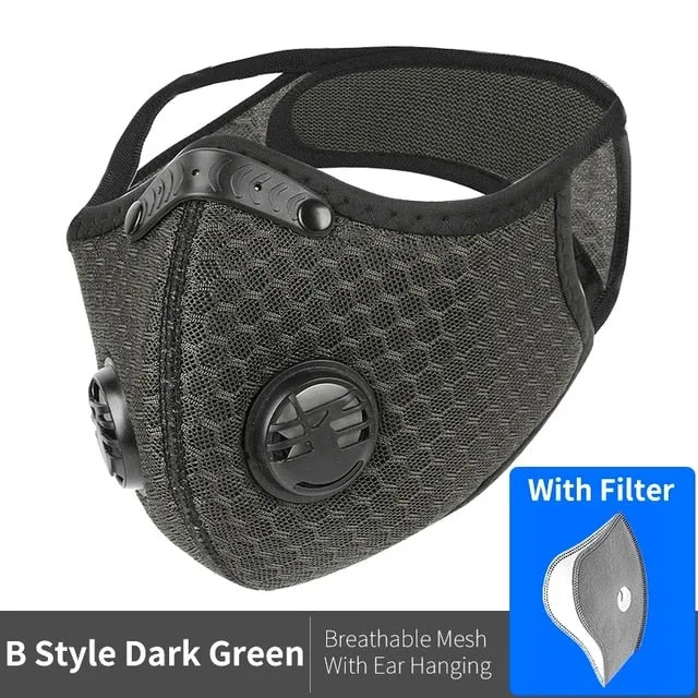 Sports/Cycling Face Mask with Activated Carbon Filter and Exhalation Valves