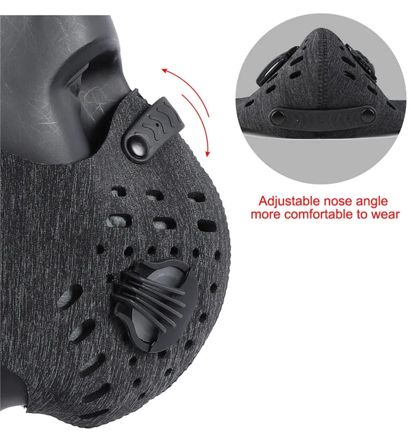 Sports/Cycling Face Mask with Activated Carbon Filter and Exhalation Valves