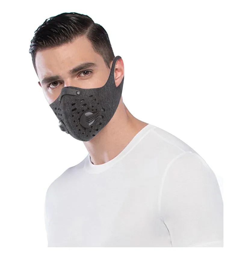 Sports/Cycling Face Mask with Activated Carbon Filter and Exhalation Valves