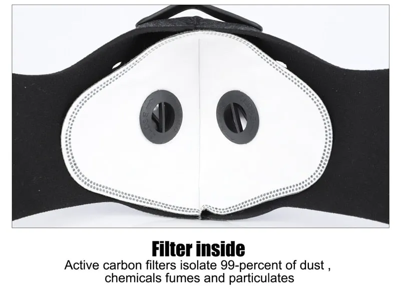 Sports/Cycling Face Mask with Activated Carbon Filter and Exhalation Valves