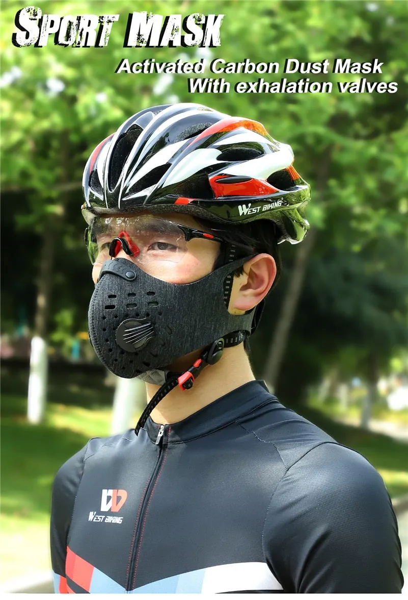 Sports/Cycling Face Mask with Activated Carbon Filter and Exhalation Valves