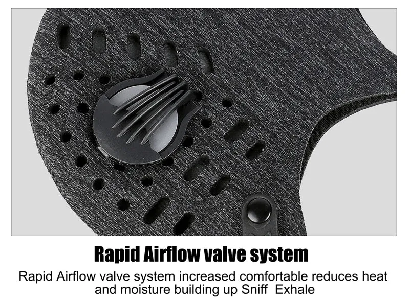 Sports/Cycling Face Mask with Activated Carbon Filter and Exhalation Valves
