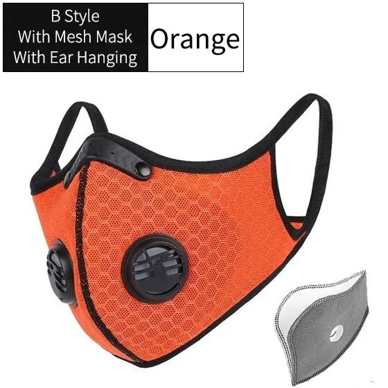 Sports/Cycling Face Mask with Activated Carbon Filter and Exhalation Valves