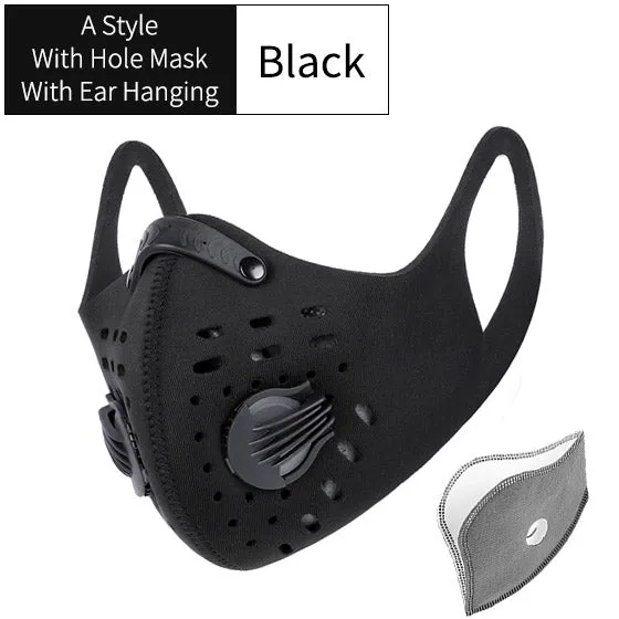 Sports/Cycling Face Mask with Activated Carbon Filter and Exhalation Valves