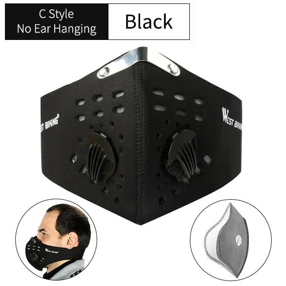 Sports/Cycling Face Mask with Activated Carbon Filter and Exhalation Valves
