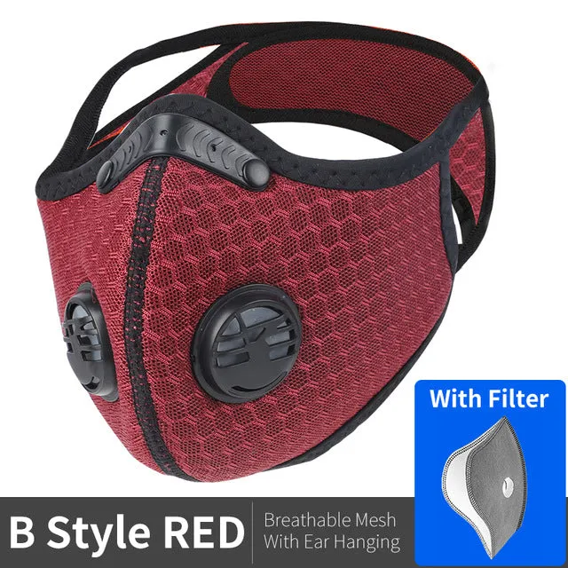 Sports/Cycling Face Mask with Activated Carbon Filter and Exhalation Valves
