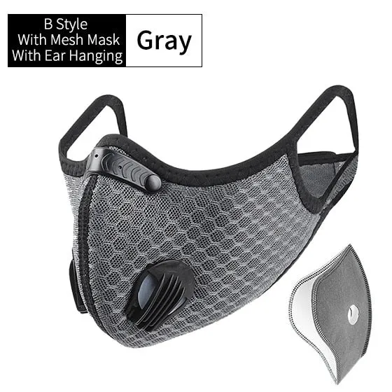 Sports/Cycling Face Mask with Activated Carbon Filter and Exhalation Valves