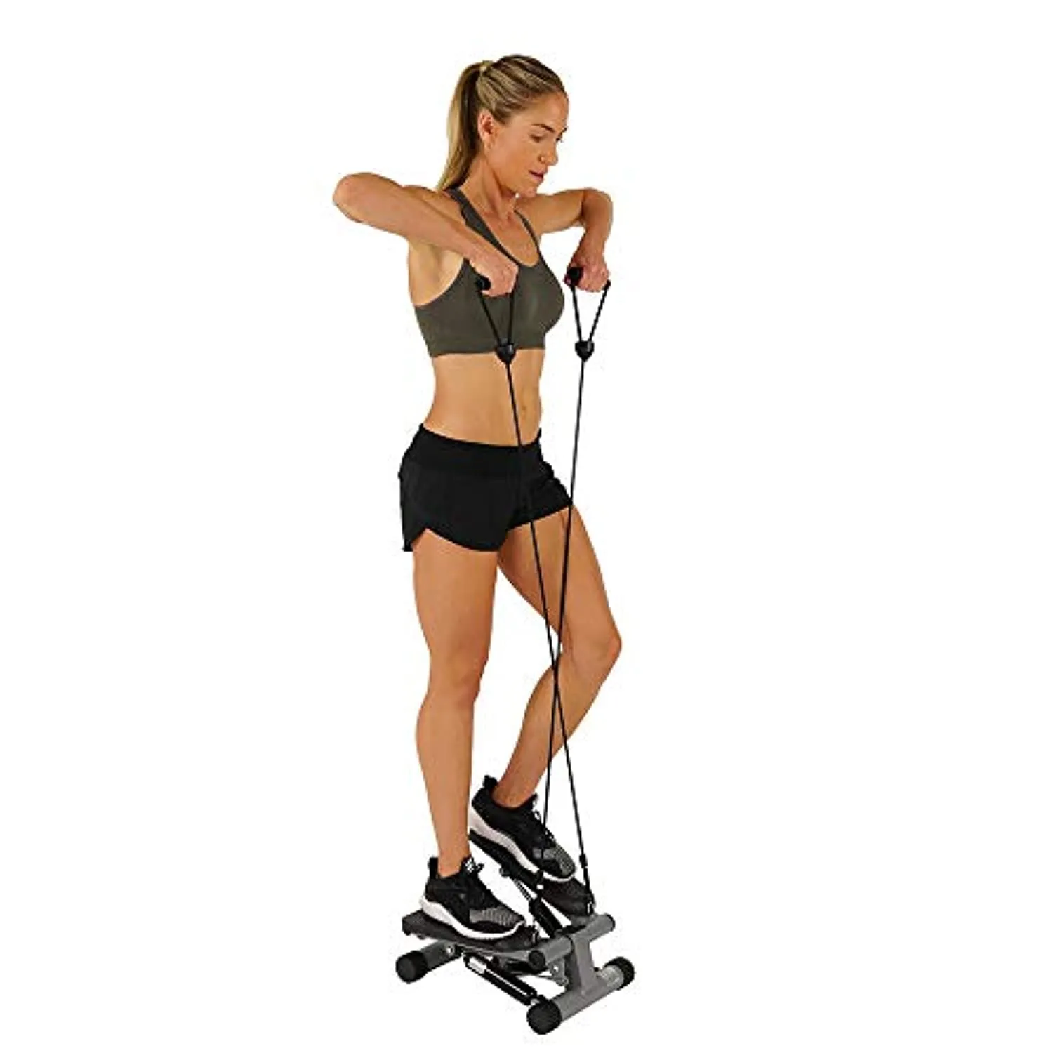 Sunny Health & Fitness Mini Stepper Stair Stepper Exercise Equipment with Resistance Bands