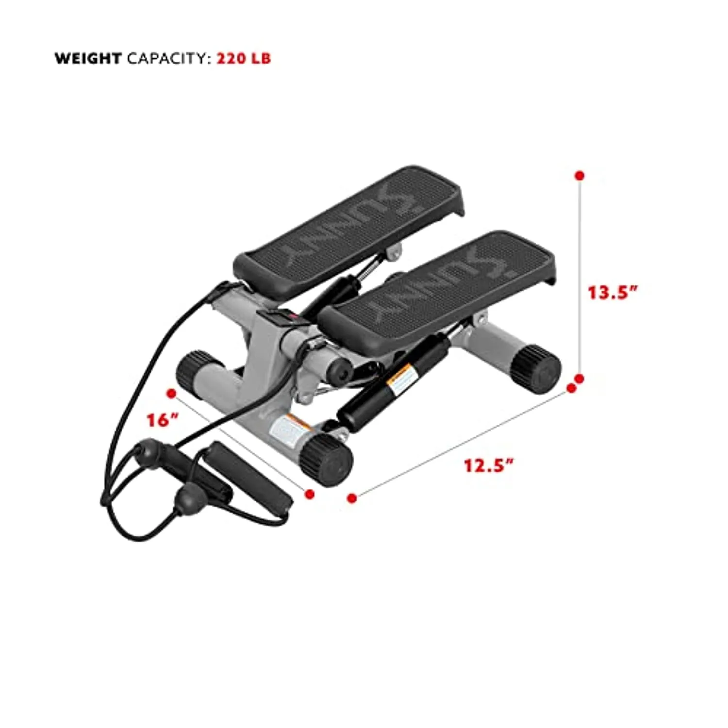 Sunny Health & Fitness Mini Stepper Stair Stepper Exercise Equipment with Resistance Bands