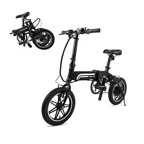 SWAGTRON Aluminum Folding Electric Bike for Kids (Black, 14 Inches Wheels With Frame Size)