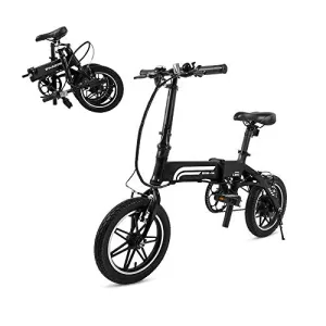 SWAGTRON Aluminum Folding Electric Bike for Kids (Black, 14 Inches Wheels With Frame Size)