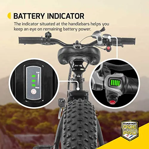 SWAGTRON Unisex EB-6 T Bandit Electric Bike 7-Speed Shimano SIS Shifting Built for Trail Riding 16" Frame