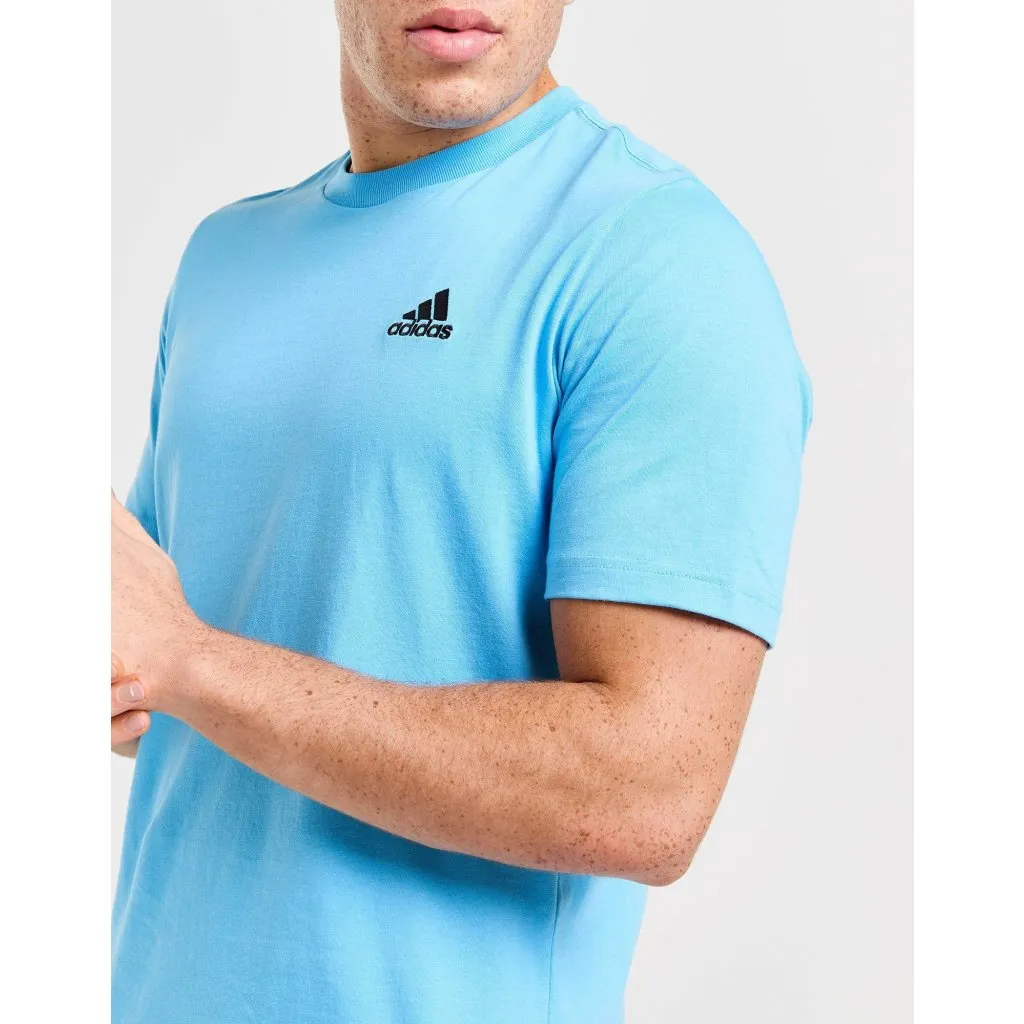 T-SHIRT ADIDAS UOMO MAGLIA TRAINING FITNESS SPORT COTONE AZZURRA