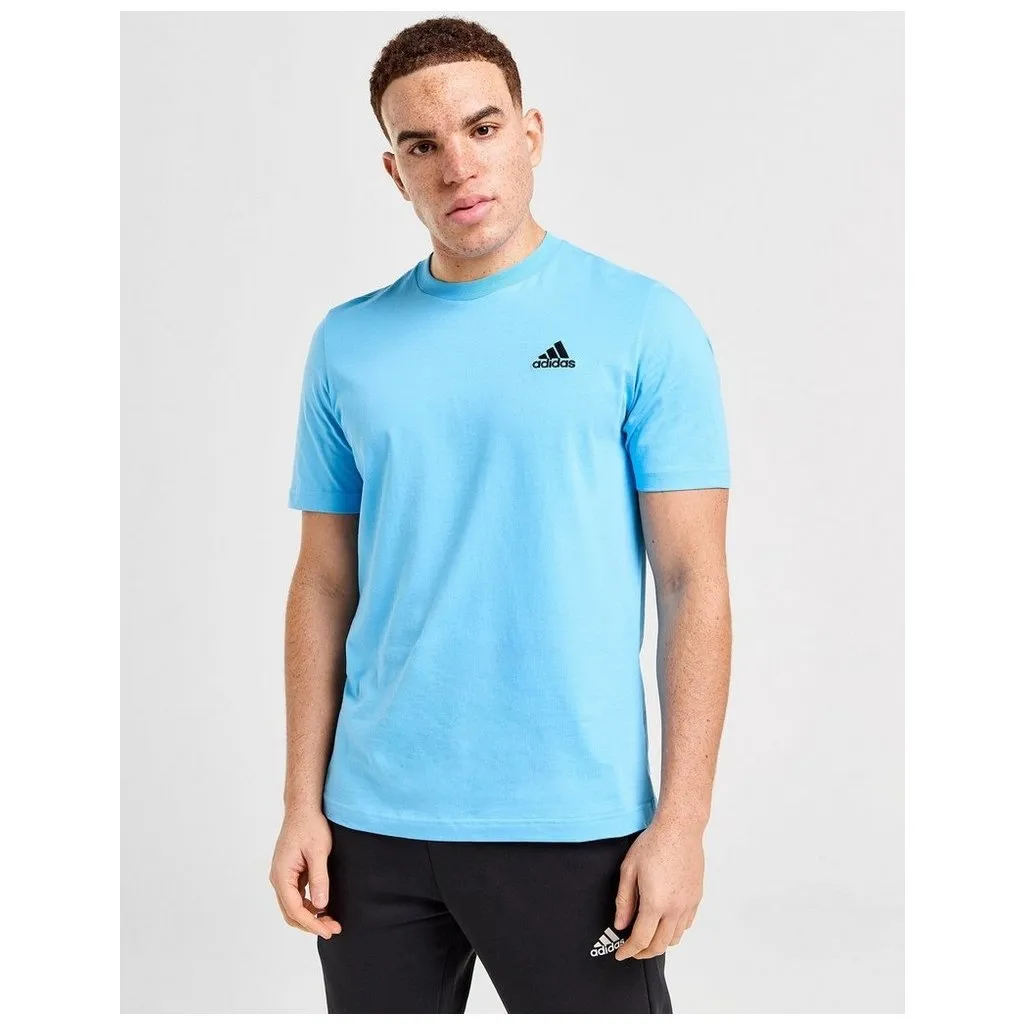 T-SHIRT ADIDAS UOMO MAGLIA TRAINING FITNESS SPORT COTONE AZZURRA