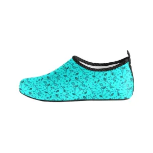 Teal Floral Women's Barefoot Aqua Shoes