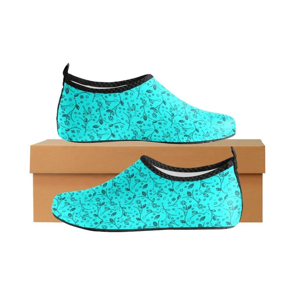 Teal Floral Women's Barefoot Aqua Shoes