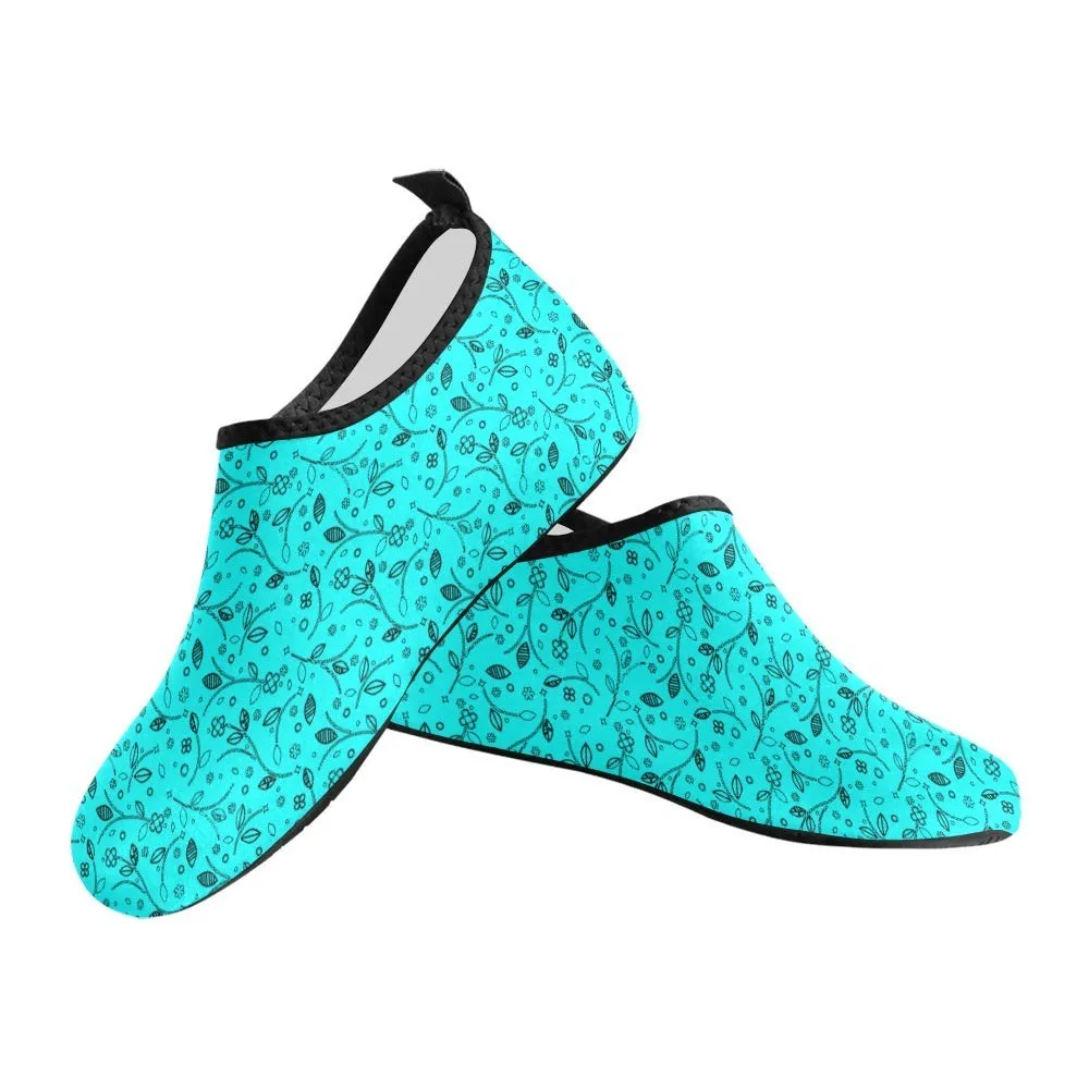 Teal Floral Women's Barefoot Aqua Shoes