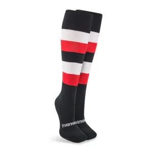 ThinSkins Football Socks - Black with Red & White Hoops