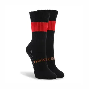 ThinSkins Short Football Socks - Black - Red Hoops