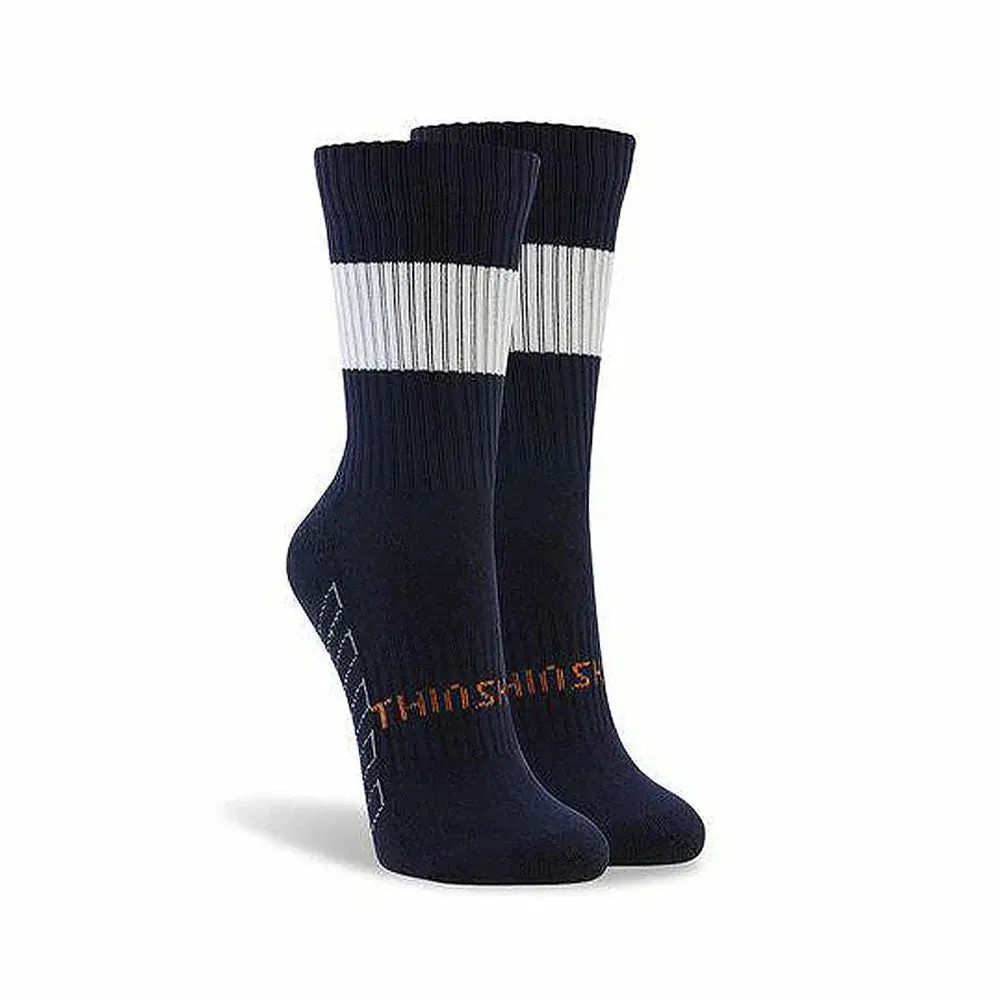ThinSkins Short Football Socks - Navy - White Hoops