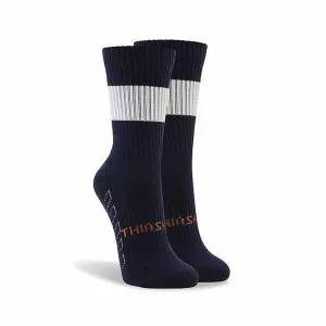 ThinSkins Short Football Socks - Navy - White Hoops