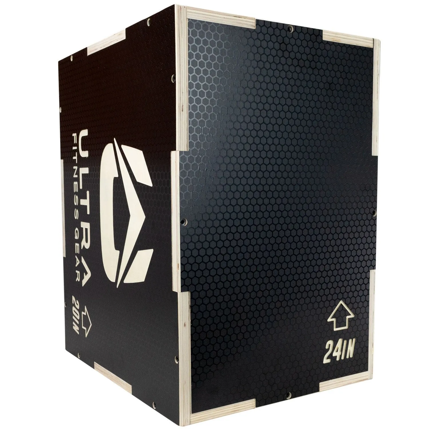 Ultra Fitness Gear 3 in 1 Anti-Slip Wood Plyo Box for Jump, Crossfit, Plyometrics. Sizes: 30/24/20, 24/20/16, 20/18/16, or 16/14/12
