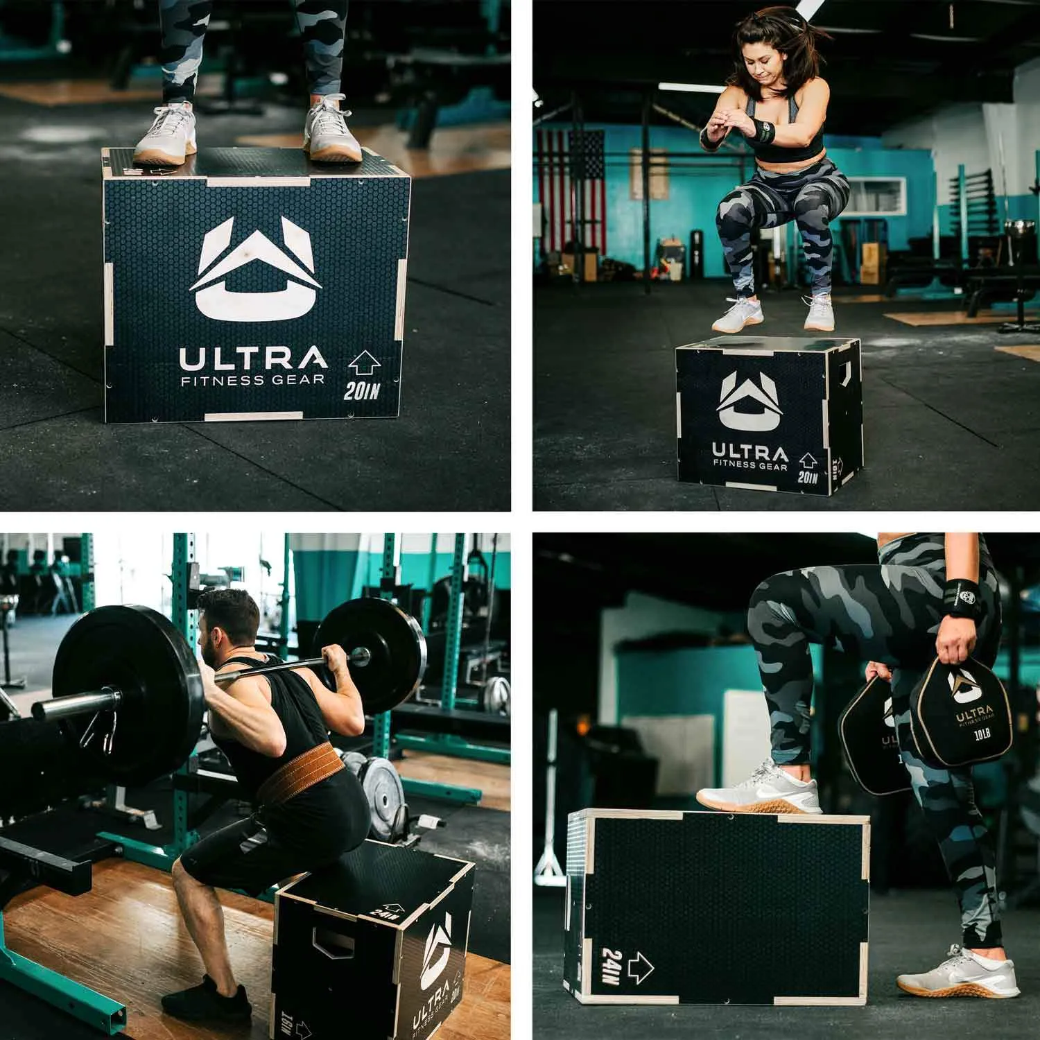 Ultra Fitness Gear 3 in 1 Anti-Slip Wood Plyo Box for Jump, Crossfit, Plyometrics. Sizes: 30/24/20, 24/20/16, 20/18/16, or 16/14/12