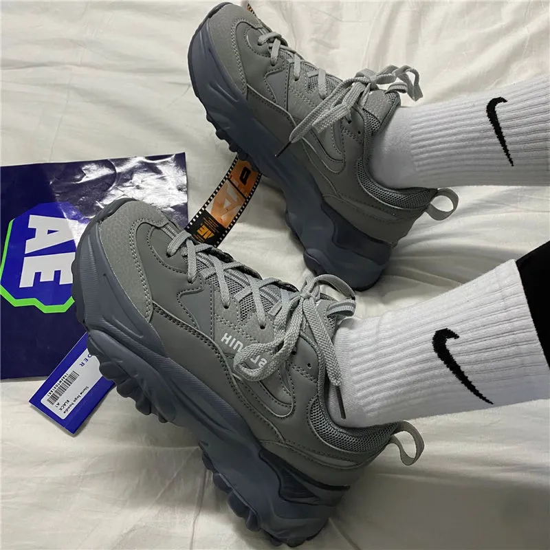 ULZZANG BLACK/WHITE/GREY PLATFORM SNEAKERS UB2530