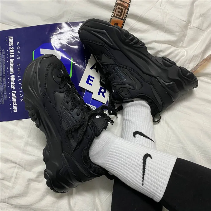 ULZZANG BLACK/WHITE/GREY PLATFORM SNEAKERS UB2530