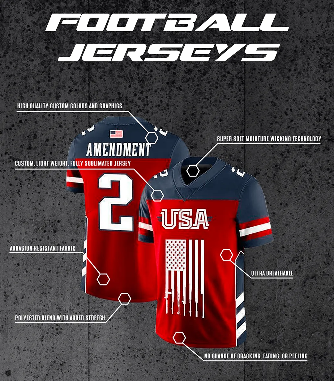 USA 2/A FOOTBALL JERSEY
