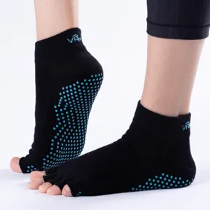 Vaken Grip Socks Half Toe-1 Pair/Pack - Black Dot Green