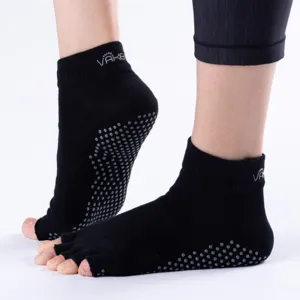 Vaken Grip Socks Half Toe-1 Pair/Pack - Black Dot Grey
