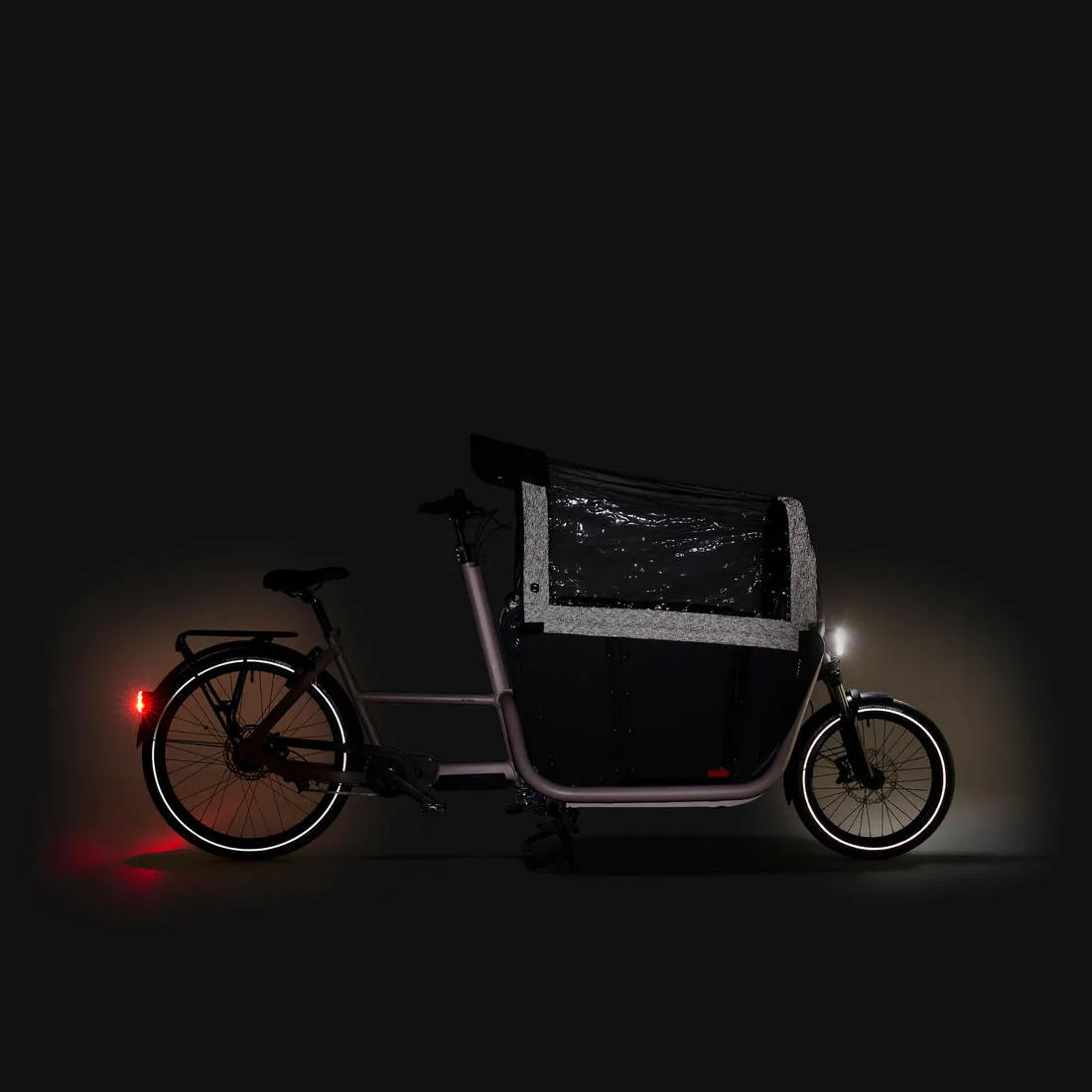 Velo cargo electrique biporteur famille f900e taupe