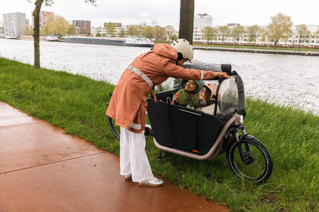 Velo cargo electrique biporteur famille f900e taupe