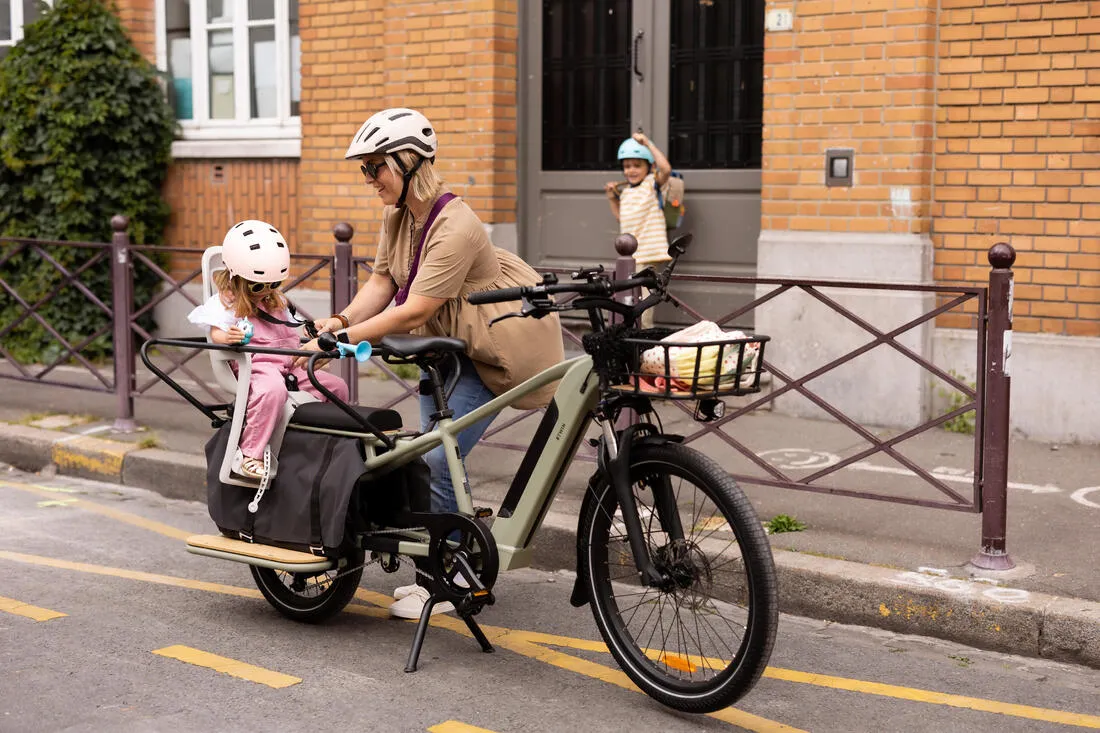 Vélo cargo électrique longtail chargement arrière R500E vert clair