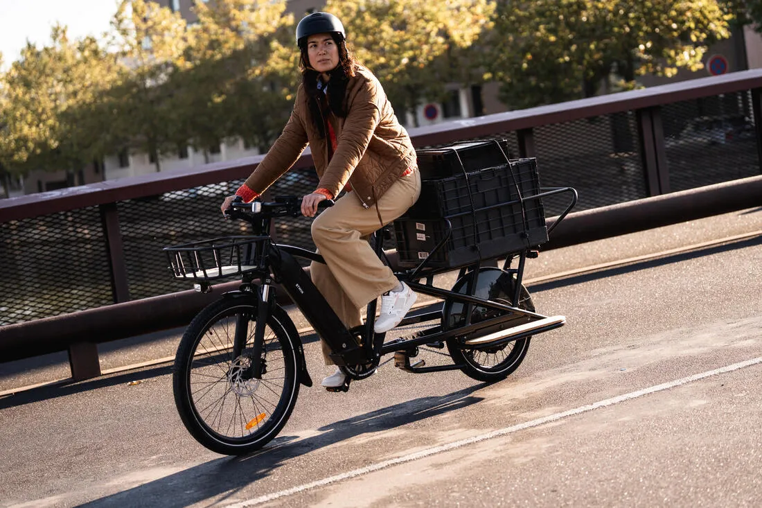 Vélo cargo électrique longtail chargement arrière R500E vert clair