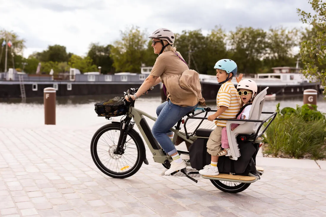 Vélo cargo électrique longtail chargement arrière R500E vert clair