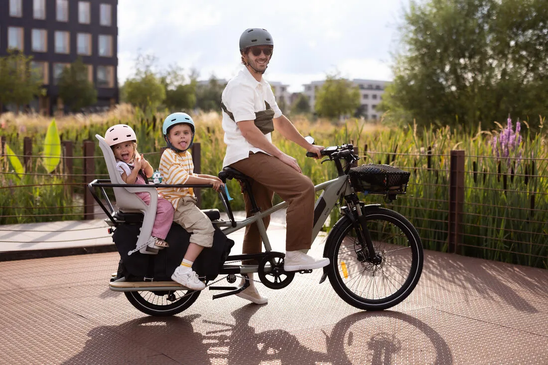 Vélo cargo électrique longtail chargement arrière R500E vert clair
