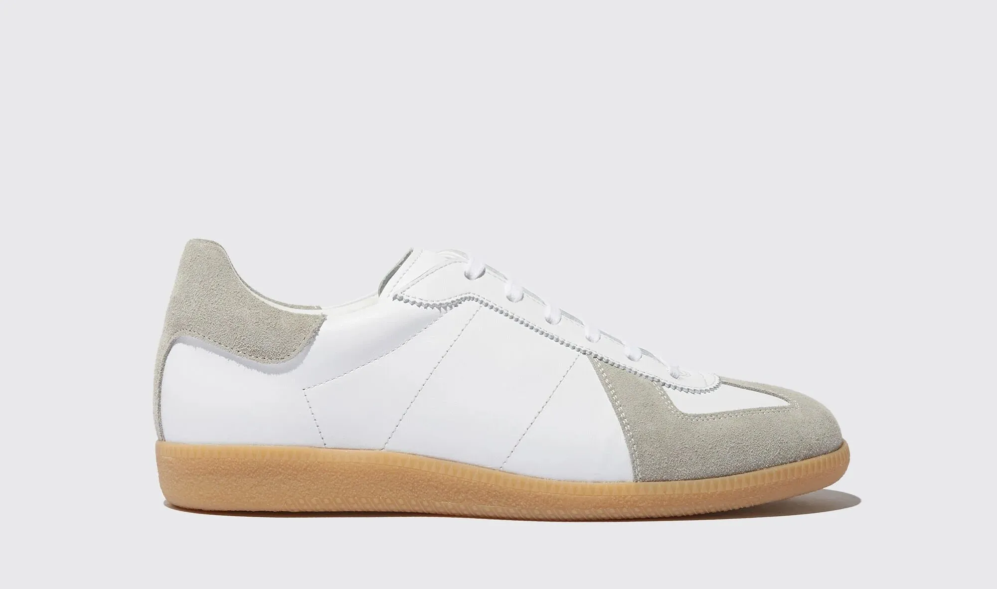 White Leather and Grey Suede Devin Lace Up Sneakers - Sneaker Shoes