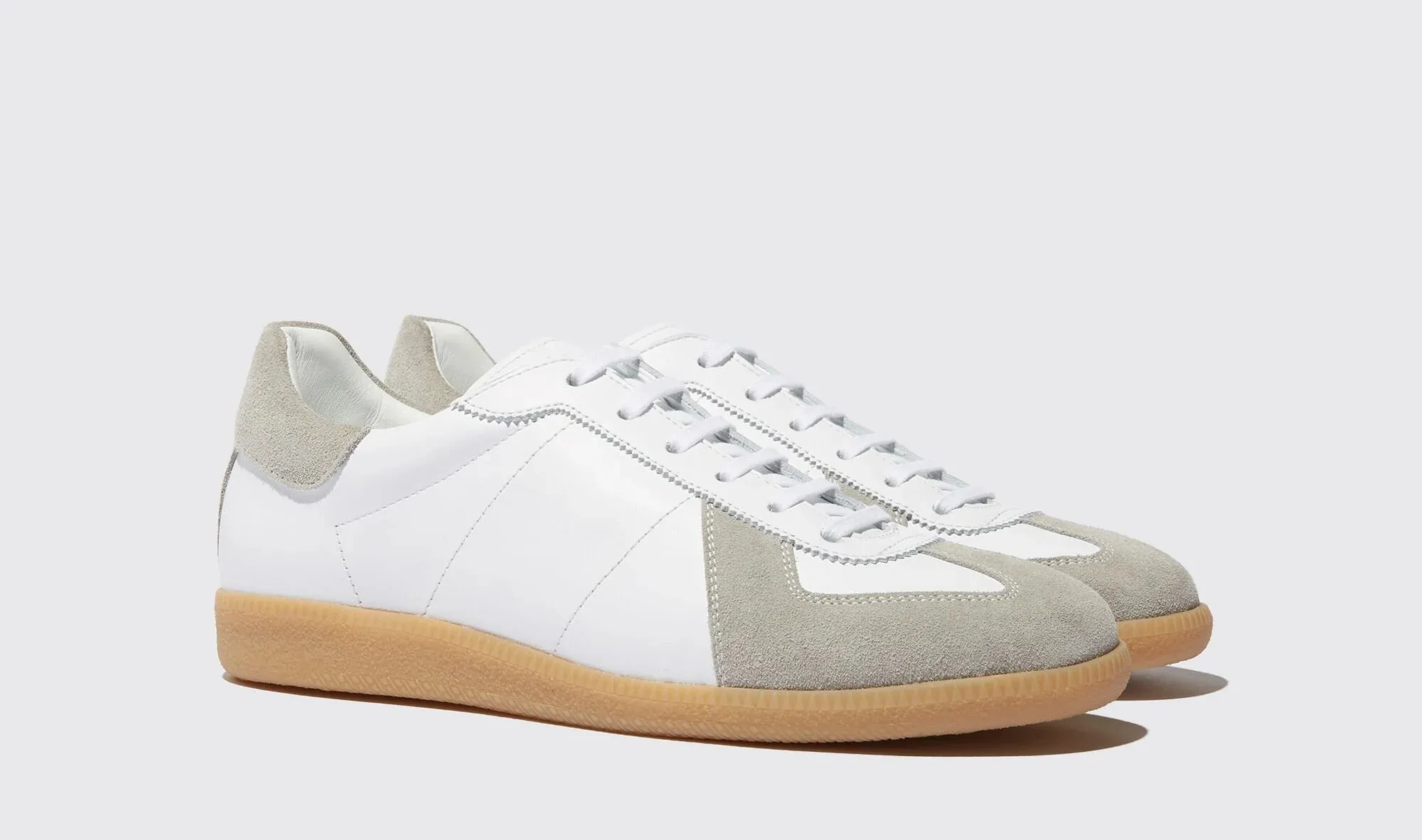 White Leather and Grey Suede Devin Lace Up Sneakers - Sneaker Shoes