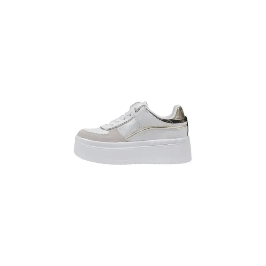 White Platform Sneaker with Metallic Accent